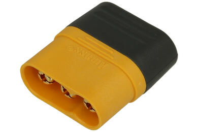 Plug; DC power; MR60-M; 3 ways; straight; for cable; yellow; solder; 30A; 500V; polyamide (PA); brass; Amass