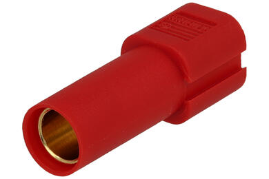 Socket; DC power; XT150-F1; straight; for cable; red; solder; 60A; 500V; polyamide (PA); brass