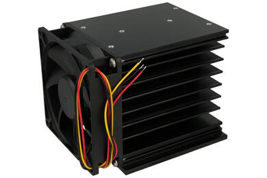 Heatsink; DY-MXW5; for 1 phase SSR; for 3-phase SSR; with fan 12V DC; with holes; 0,55K/W; blackened; 138mm; 85mm; 96mm; Firma Piekarz