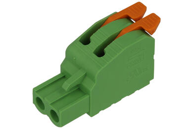 Terminal block; pluggable; 0257-6102; 2 ways; R=5,08mm; 15,4mm; 15A; 300V; for cable; straight; square hole; crimped; green; Dinkle; RoHS