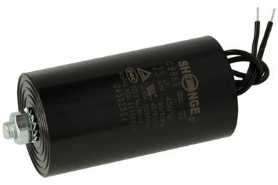 Capacitor; motor; KS 25/450; 25uF; 450V; diam. 50x95mm; with cables; screw without nut; Shenge; RoHS