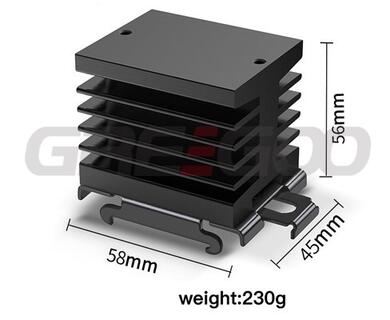 Radiator; GHS-6; do SSR 1-fazowych; z uchwytem TS35 na szynę DIN; z otworami; czerniony; 58mm; 45mm; 45mm; Greegoo