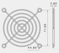 Fan cover; FG-80-P; 80x80mm; metal; RoHS