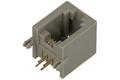 Socket; RJ10 4p4c; RJ10; through hole; angled 90°; grey; gold plated; latch; RoHS