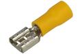 Connector; 6,3x0,5mm; flat female; insulated; 01106-FDD5.5-250; yellow; straight; for cable; 4÷6mm2; tinned; crimped; 1 way; KLS