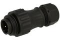 Plug; WA22J4TK2-II; 4 ways; straight; screw; 2,5mm2; WA22; 7-12mm; for cable; nylon66; black; IP67; 16A; 400V; Weipu; RoHS