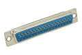 Plug; D-Sub; Canon 37p; 37 ways; for cable; solder; straight; blue; plastic; screwed; RoHS