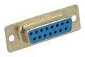 Socket; D-Sub; Canon 15p; 15 ways; for cable; solder; straight; blue; plastic; screwed; RoHS