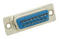 Socket; D-Sub; Canon 15p; 15 ways; for cable; solder; straight; blue; plastic; screwed; RoHS