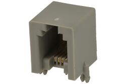 Socket; RJ10 4p4c; RJ10; through hole; angled 90°; grey; gold plated; latch; RoHS