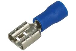 Connector; 6,3x0,8mm; flat female; insulated; 01106-FDD2-250; blue; straight; for cable; 1,5÷2,5mm2; tinned; crimped; 1 way; KLS