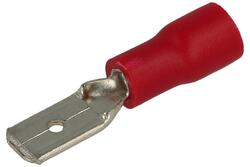 Connector; 4,8x0,8mm; flat male; insulated; 01115-MDD1.25-187(8); red; straight; for cable; 0,5÷1,5mm2; tinned; crimped; 1 way; KLS