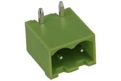 Terminal block; XY2500R-D-02P; 2 ways; R=5,00mm; 12mm; 12A; 300V; through hole; angled 90°; closed; green; Xinya; RoHS