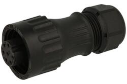 Socket; WA22K7TK1-II; 7 ways; straight; solder; 0,75mm2; WA22; 6-12mm; for cable; nylon66; black; IP67; 10A; 250V; Weipu; RoHS
