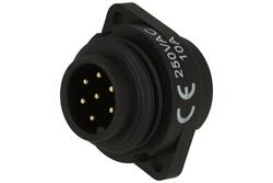 Plug; WA22J7Z1; 7 ways; straight; solder; 0,75mm2; WA22; for panel; 22mm; nylon66; black; IP67; 10A; 250V; Weipu; RoHS