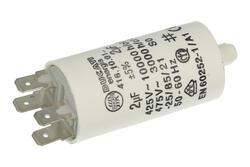 Capacitor; polypropylene; motor; 416100164; 2uF; 425V AC; fi 28x55mm; 6,3mm connectors; screw without nut; Ducati; RoHS