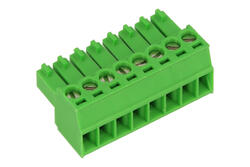 Łączówka; AK1550/8-3.5; 8 torów; R=3,50mm; 15,5mm; 8A; 300V; na przewód; kątowe 90°; otwór kwadratowy; śruba prosta; śrubowy; pionowy; 1,5mm2; zielony; PTR Messtechnik; RoHS