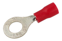Cord end terminal; M6; ring; insulated; 011; red; straight; for cable; 0,5÷1,5mm2; tinned; crimped