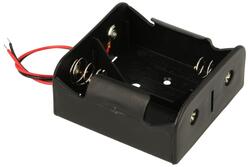 Battery holder; UM-1x2; 2xR20(D); with cable; container; black; R20 D
