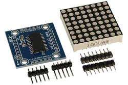Extension module; LED matrix; MAX 7219; 5V; black; red; matrix resolution 8x8; display driver MAX7219; pin strips