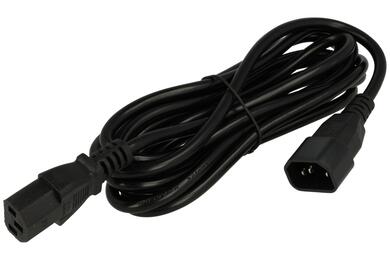 Kabel; przedłużacz; AK-PC-07C; wtyk IEC C14 IBM prosty; gniazdo IEC C13 IBM proste; 3m; czarny; 3 żyły; 1,00mm2; Akyga; PVC; okrągły; linka; Cu; RoHS
