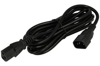 Cable; extension cord; AK-PC-07C; IEC C13 IBM straight socket; IEC C14 IBM straight plug; 3m; black; 3 cores; 1,00mm2; Akyga; PVC; round; stranded; Cu; RoHS