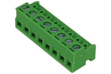 Terminal block; DG322W-5; 8 ways; R=5,00mm; 7mm; 10A; 300V; angled 90°; closed; slot screw; screw; vertical; green; Degson; RoHS