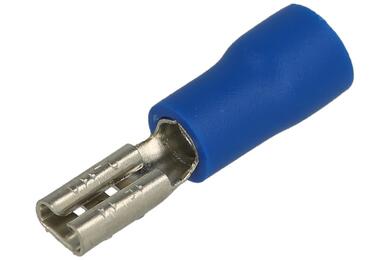 Connector; 2,8x0,8mm; flat female; insulated; 01106-FDD2-110(8); blue; straight; for cable; 1,5÷2,5mm2; tinned; crimped; 1 way; KLS