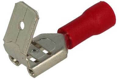 Connector; 6,3x0,8mm; flat male/female; insulated; 01110-FBFD1-250; red; straight; for cable; 0,5÷1,5mm2; tinned; crimped; 1 way; KLS