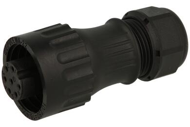 Socket; WA22K7TK1-II; 7 ways; straight; solder; 0,75mm2; WA22; 6-12mm; for cable; nylon66; black; IP67; 10A; 250V; Weipu; RoHS