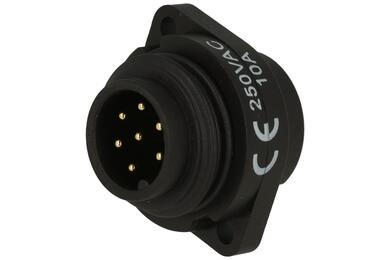 Wtyk; WA22J7Z1; 7 torów; proste; lutowany; 0,75mm2; WA22; na panel; 22mm; nylon66; czarny; IP67; 10A; 250V; Weipu; RoHS