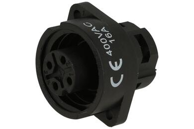Gniazdo; WA22K4Z2; 4 tory; proste; śrubowy; 2,5mm2; WA22; na panel; 22mm; nylon66; czarny; IP67; 16A; 400V; Weipu; RoHS