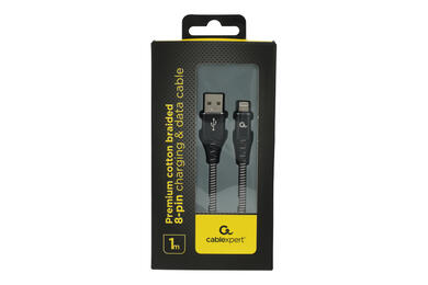 Kabel; USB; CC-USB2B-AMLM-1M-BW; wtyk Lightning; wtyk USB-A 2.0; 1m; biały; okrągły; PVC; Gembird; RoHS