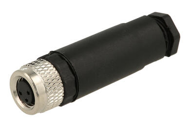 Gniazdo; KLS15-M8A-P203; M8-3p; 3 tory; proste; śrubowy; 0,5mm2; 4-5,5mm; na przewód; czarny; IP67; 4A; 60V; KLS; RoHS