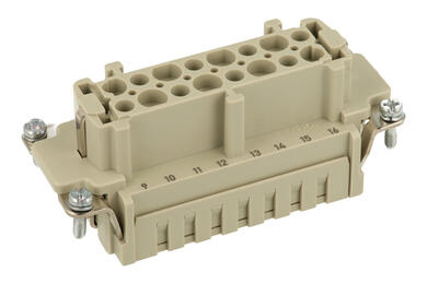 Socket; Han E; 09330162702; 16 ways; 16B; polycarbonate; straight; screwless; 16A; 500V; grey; silver plated; 0,75÷2,5mm2; Harting; RoHS