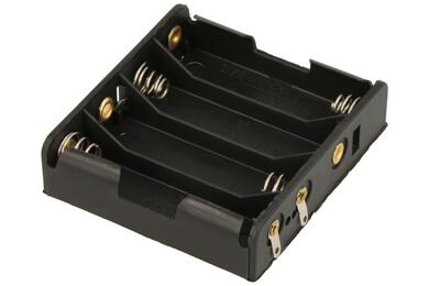 Battery holder; BC304; 4xR6(AA); for soldering; container; black; R6 AA