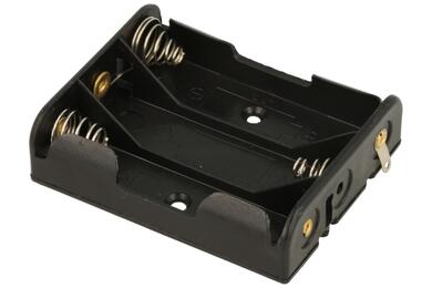 Battery holder; BC303; 3xR6(AA); for soldering; container; black; R6 AA
