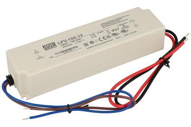 Power Supply; for LEDs; LPV-100-12; 12V DC; 8,5A; 102W; constant voltage design; IP67; Mean Well