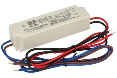 Power Supply; for LEDs; LPV-20-12; 12V DC; 1,67A; 20W; constant voltage design; IP67; Mean Well