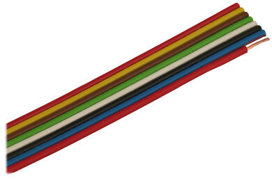 Wire; flat; TLWY; 8x0,22mm2; 0,22mm2; multicolor; PVC; -30...+70°C; 150V; 50m reel; Technokabel; RoHS