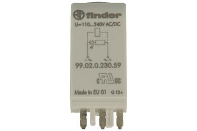 Module; signaling; 99.02.0.230.59; 110÷240V; AC; DC; green; N polarization; for socket; grey; Finder; RoHS