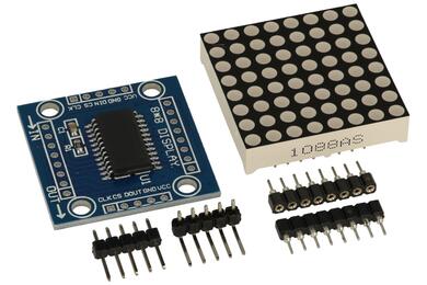 Extension module; LED matrix; MAX 7219; 5V; black; red; matrix resolution 8x8; display driver MAX7219; pin strips