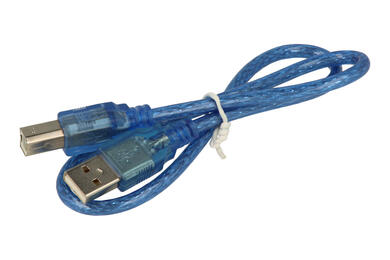 Cable; USB; A-USB-A/B; USB-A plug; USB-B plug; 0,52m; blue; round; PVC; RoHS
