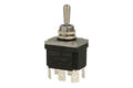 Switch; toggle; FLKN2-23N-P_G24V; 2*3; ON-OFF-ON; 2 ways; 3 positions; bistable; panel mounting; green; LED 24V backlight; 6,3x0,8mm connectors; 20A; 250V AC; black; IP67; 37mm; FILN