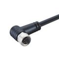 Gniazdo z przewodem; KLS15-M8A-TR4-04-PUR-L2.0M-B-U; M8-4p; 4 tory; kątowe 90°; z przewodem 2m; 0,25mm2; 6mm; czarny; IP67; 3A; 60V; KLS; RoHS