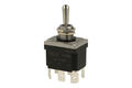 Switch; toggle; FLKN2-23N-P_R24V; 2*3; ON-OFF-ON; 2 ways; 3 positions; bistable; panel mounting; red; LED 24V backlight; 6,3x0,8mm connectors; 20A; 250V AC; black; IP67; 37mm; FILN