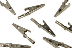 Crocodile clip; 27.716; uninsulated; 51,3mm; pluggable (4mm banana socket); 10A; nickel plated steel; Amass; RoHS; 8.117
