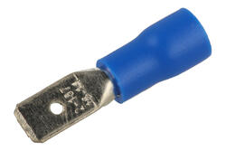 Connector; 4,8x0,8mm; flat male; insulated; MDD1.25-187(8); blue; straight; for cable; 1,5÷2,5mm2; tinned; crimped; 1 way; KLS