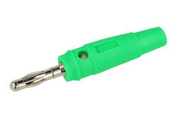 Banana plug; 4mm; 25.411.4; green; 56,5mm; pluggable (4mm banana socket); screwed; 24A; 60V; nickel plated brass; PE; Amass; RoHS; 1.126