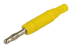 Wtyk bananowy; 4mm; 25.422.3; żółty; 59mm; lutowany; 24A; 60V; mosiądz niklowany; PA; Amass; RoHS